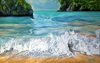 Fauzia Khan, 30 x 48 Inch, Oil on Canvas, Seascape Painting, AC-FK-027